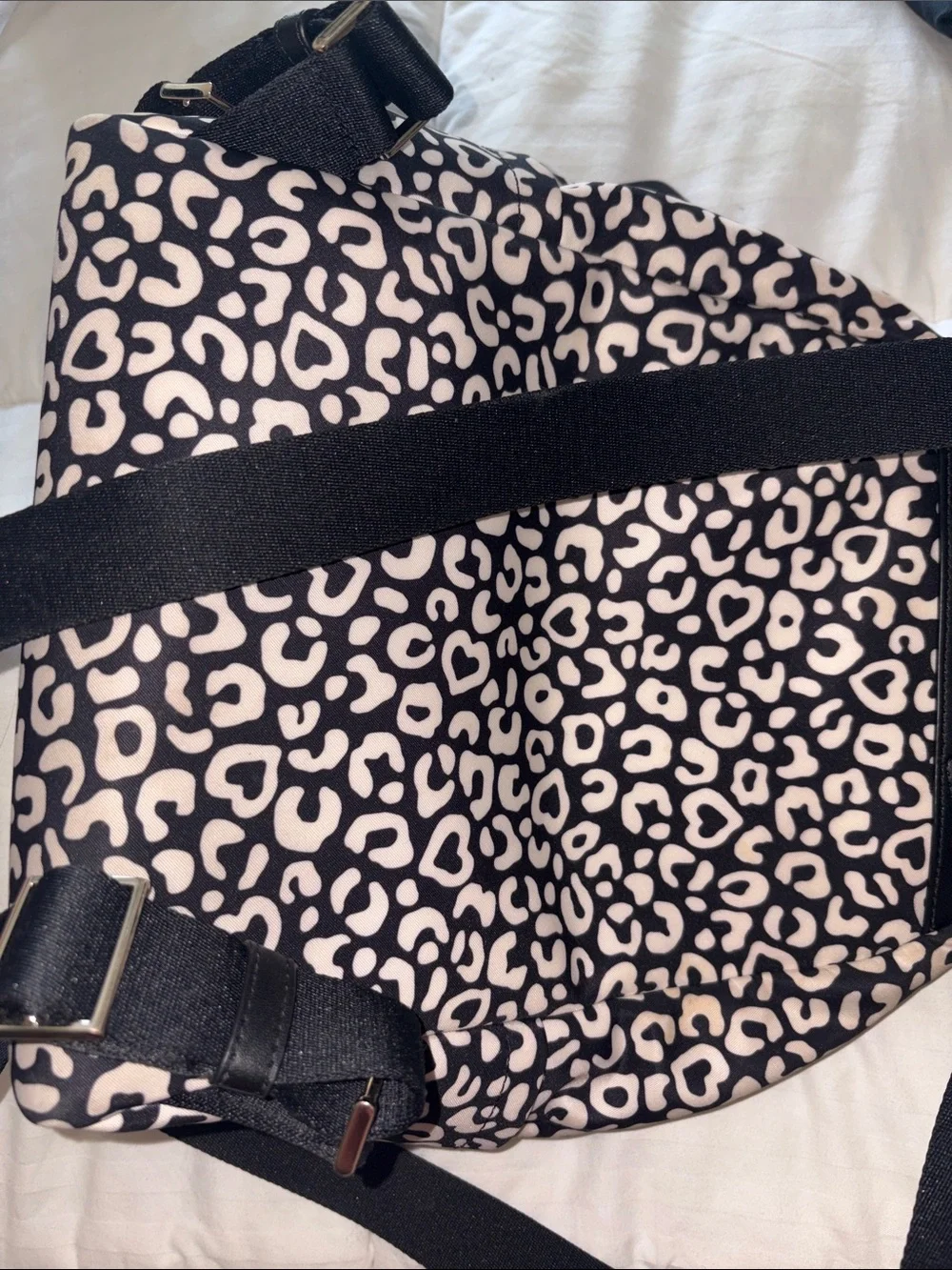 Kate Black & White Leopard-Print Backpack